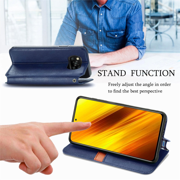 For Xiaomi Poco X3 NFC Cubic Grid Pressed Horizontal Flip Magnetic PU Leather Case with Holder & Card Slots & Wallet