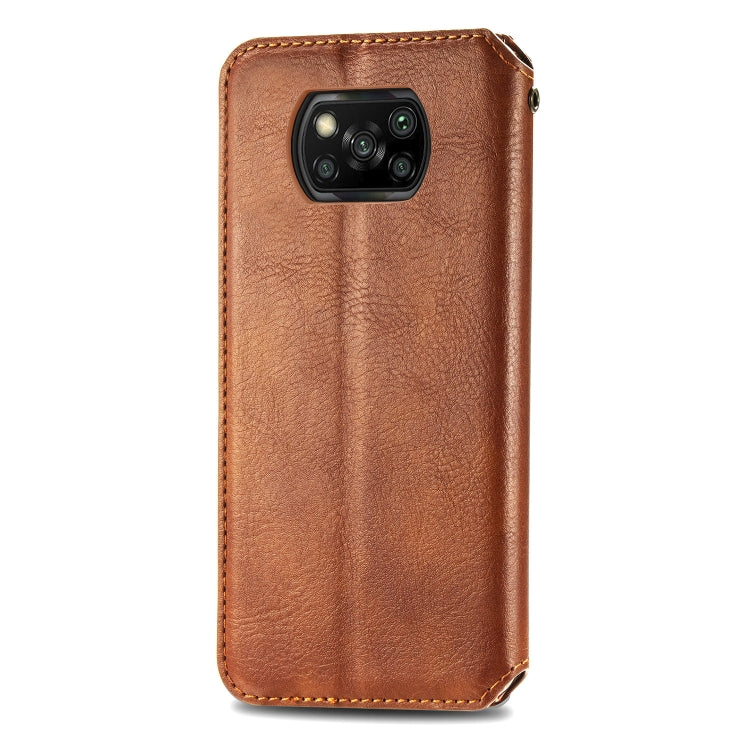 For Xiaomi Poco X3 NFC Cubic Grid Pressed Horizontal Flip Magnetic PU Leather Case with Holder & Card Slots & Wallet