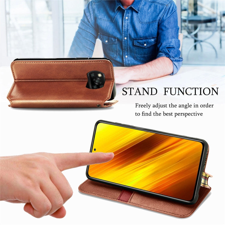 For Xiaomi Poco X3 NFC Cubic Grid Pressed Horizontal Flip Magnetic PU Leather Case with Holder & Card Slots & Wallet