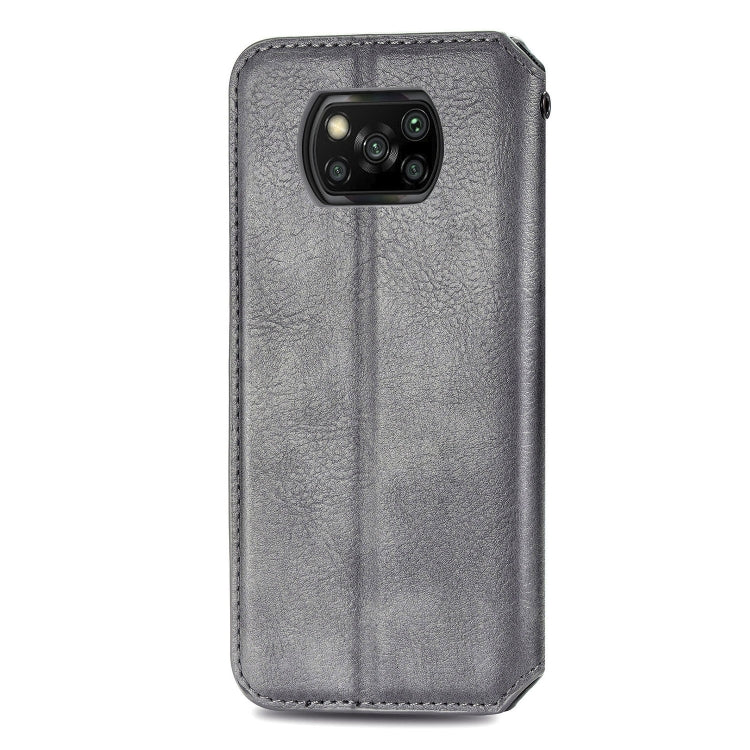 For Xiaomi Poco X3 NFC Cubic Grid Pressed Horizontal Flip Magnetic PU Leather Case with Holder & Card Slots & Wallet