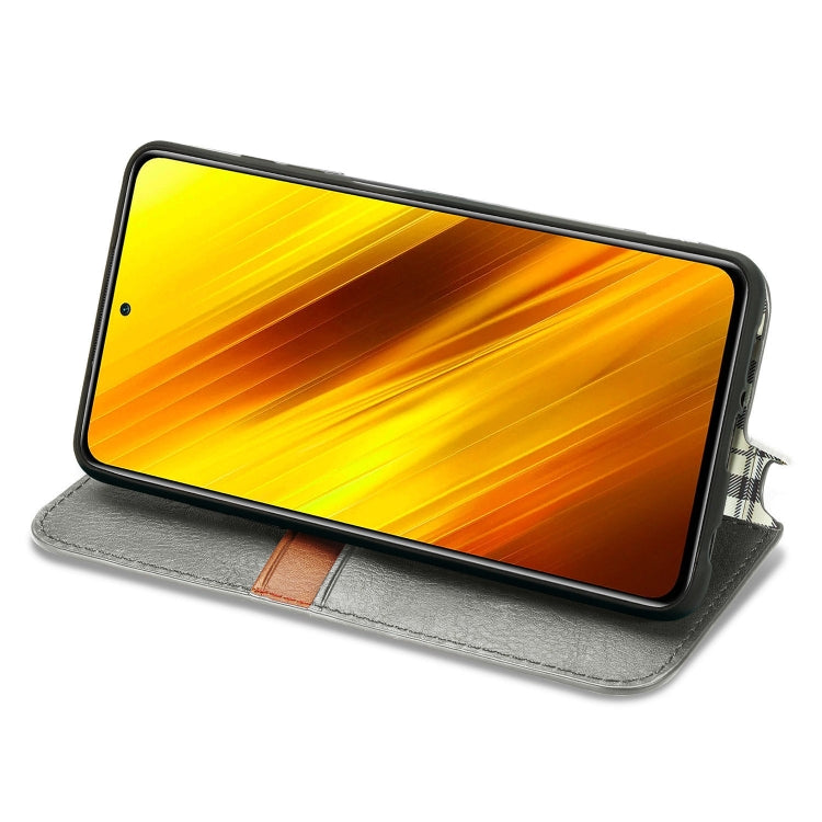 For Xiaomi Poco X3 NFC Cubic Grid Pressed Horizontal Flip Magnetic PU Leather Case with Holder & Card Slots & Wallet