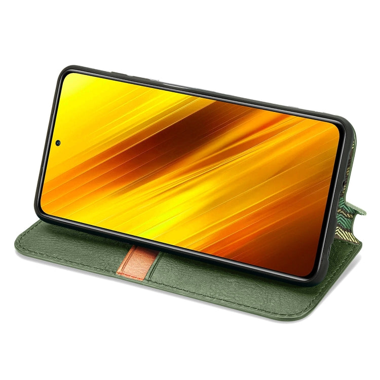 For Xiaomi Poco X3 NFC Cubic Grid Pressed Horizontal Flip Magnetic PU Leather Case with Holder & Card Slots & Wallet