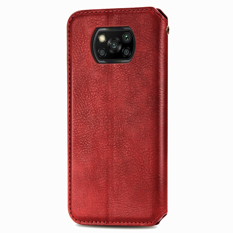 For Xiaomi Poco X3 NFC Cubic Grid Pressed Horizontal Flip Magnetic PU Leather Case with Holder & Card Slots & Wallet