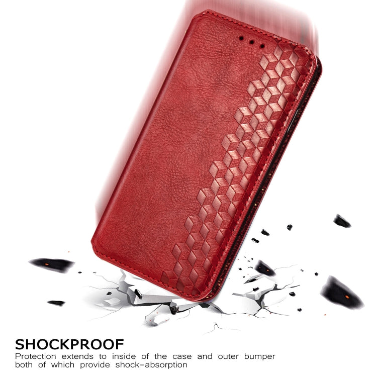For Xiaomi Poco X3 NFC Cubic Grid Pressed Horizontal Flip Magnetic PU Leather Case with Holder & Card Slots & Wallet