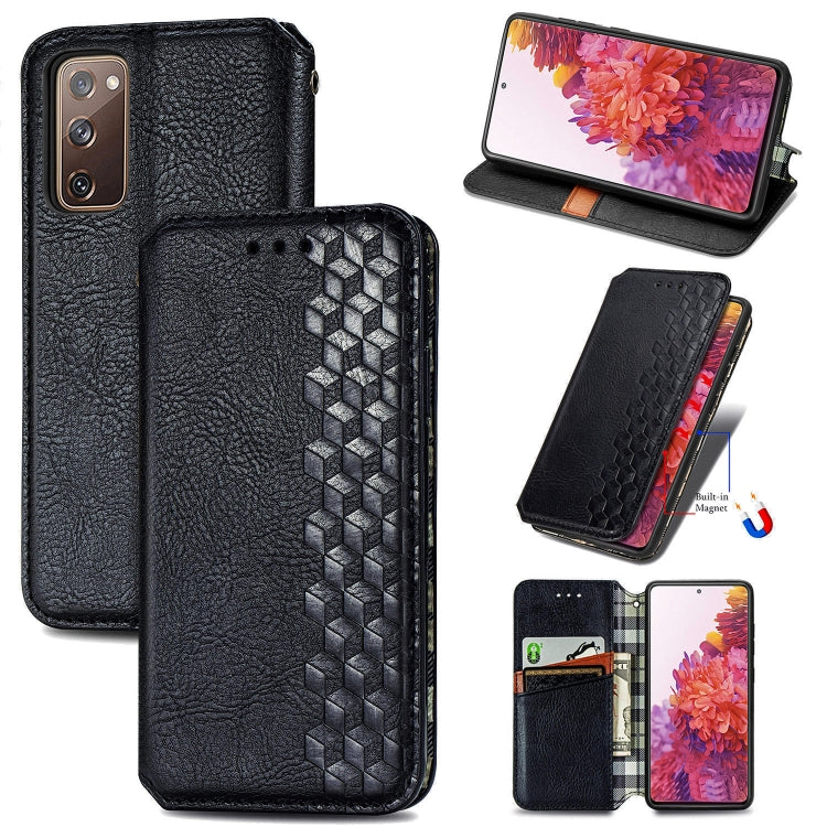 For Galaxy S20 FE(4G/5G) / S20 Lite Cubic Grid Pressed Horizontal Flip Magnetic PU Leather Case with Holder & Card Slots & Wallet