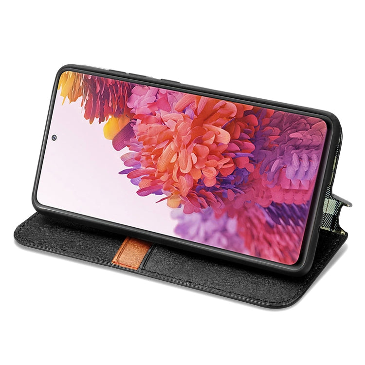 For Galaxy S20 FE(4G/5G) / S20 Lite Cubic Grid Pressed Horizontal Flip Magnetic PU Leather Case with Holder & Card Slots & Wallet