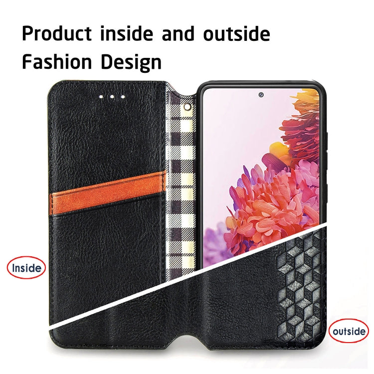 For Galaxy S20 FE(4G/5G) / S20 Lite Cubic Grid Pressed Horizontal Flip Magnetic PU Leather Case with Holder & Card Slots & Wallet