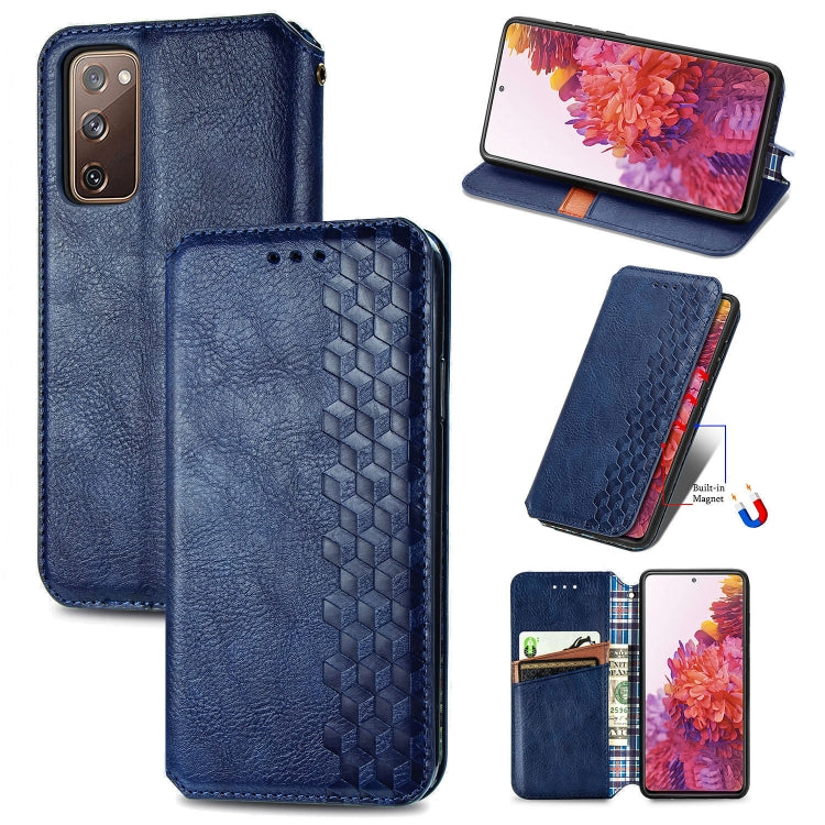 For Galaxy S20 FE(4G/5G) / S20 Lite Cubic Grid Pressed Horizontal Flip Magnetic PU Leather Case with Holder & Card Slots & Wallet