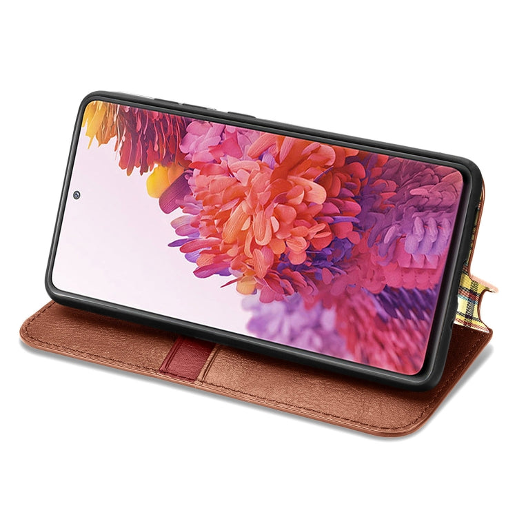 For Galaxy S20 FE(4G/5G) / S20 Lite Cubic Grid Pressed Horizontal Flip Magnetic PU Leather Case with Holder & Card Slots & Wallet