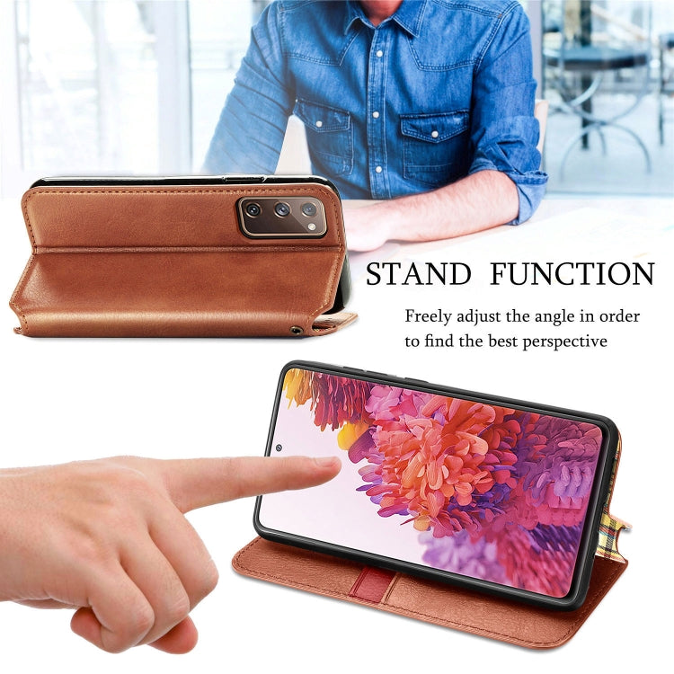 For Galaxy S20 FE(4G/5G) / S20 Lite Cubic Grid Pressed Horizontal Flip Magnetic PU Leather Case with Holder & Card Slots & Wallet