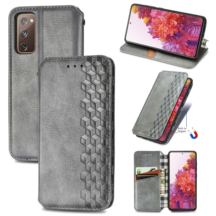 For Galaxy S20 FE(4G/5G) / S20 Lite Cubic Grid Pressed Horizontal Flip Magnetic PU Leather Case with Holder & Card Slots & Wallet