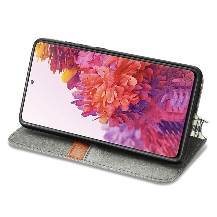 For Galaxy S20 FE(4G/5G) / S20 Lite Cubic Grid Pressed Horizontal Flip Magnetic PU Leather Case with Holder & Card Slots & Wallet