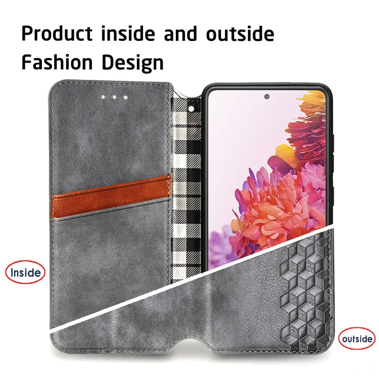 For Galaxy S20 FE(4G/5G) / S20 Lite Cubic Grid Pressed Horizontal Flip Magnetic PU Leather Case with Holder & Card Slots & Wallet