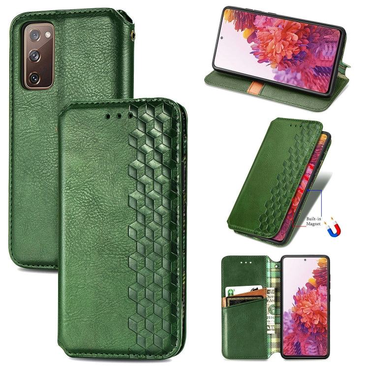 For Galaxy S20 FE(4G/5G) / S20 Lite Cubic Grid Pressed Horizontal Flip Magnetic PU Leather Case with Holder & Card Slots & Wallet