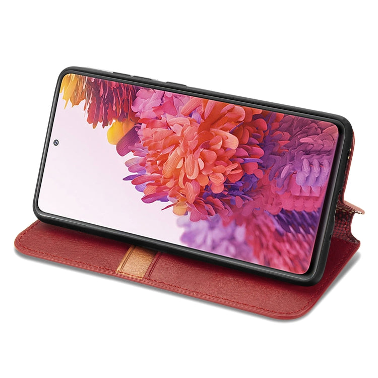 For Galaxy S20 FE(4G/5G) / S20 Lite Cubic Grid Pressed Horizontal Flip Magnetic PU Leather Case with Holder & Card Slots & Wallet