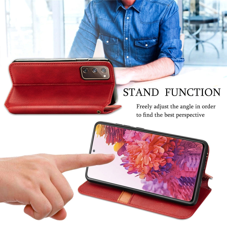 For Galaxy S20 FE(4G/5G) / S20 Lite Cubic Grid Pressed Horizontal Flip Magnetic PU Leather Case with Holder & Card Slots & Wallet