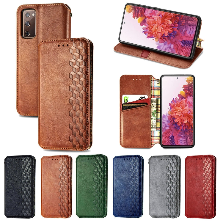For Galaxy S20 FE(4G/5G) / S20 Lite Cubic Grid Pressed Horizontal Flip Magnetic PU Leather Case with Holder & Card Slots & Wallet
