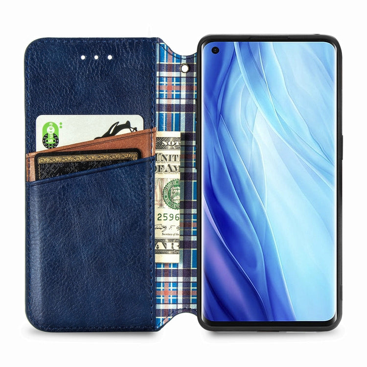For Oppo Reno4 Pro 4G Cubic Grid Pressed Horizontal Flip Magnetic PU Leather Case with Holder & Card Slots & Wallet