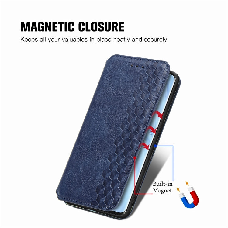 For Oppo Reno4 Pro 4G Cubic Grid Pressed Horizontal Flip Magnetic PU Leather Case with Holder & Card Slots & Wallet