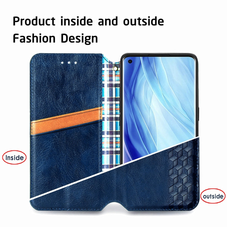 For Oppo Reno4 Pro 4G Cubic Grid Pressed Horizontal Flip Magnetic PU Leather Case with Holder & Card Slots & Wallet