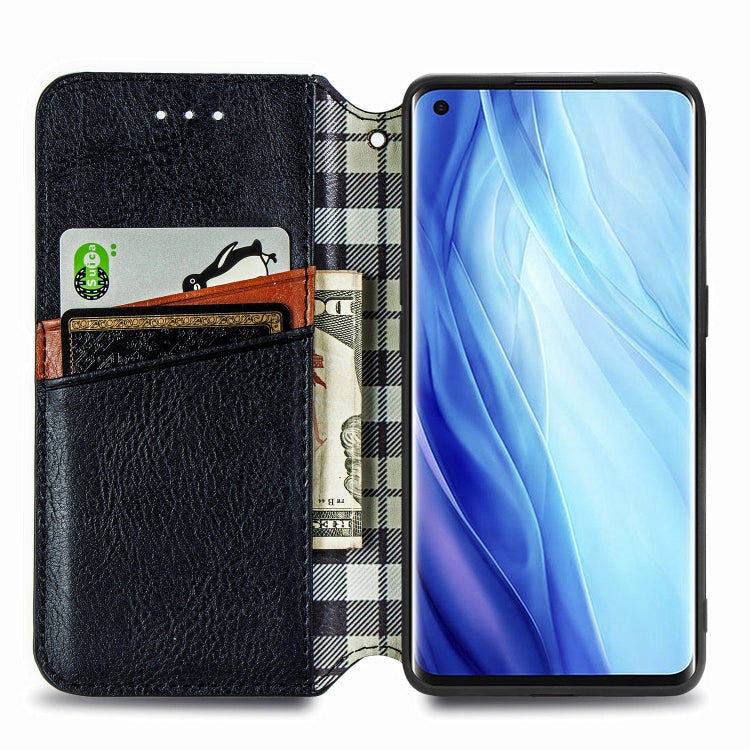 For Oppo Reno4 Pro 4G Cubic Grid Pressed Horizontal Flip Magnetic PU Leather Case with Holder & Card Slots & Wallet