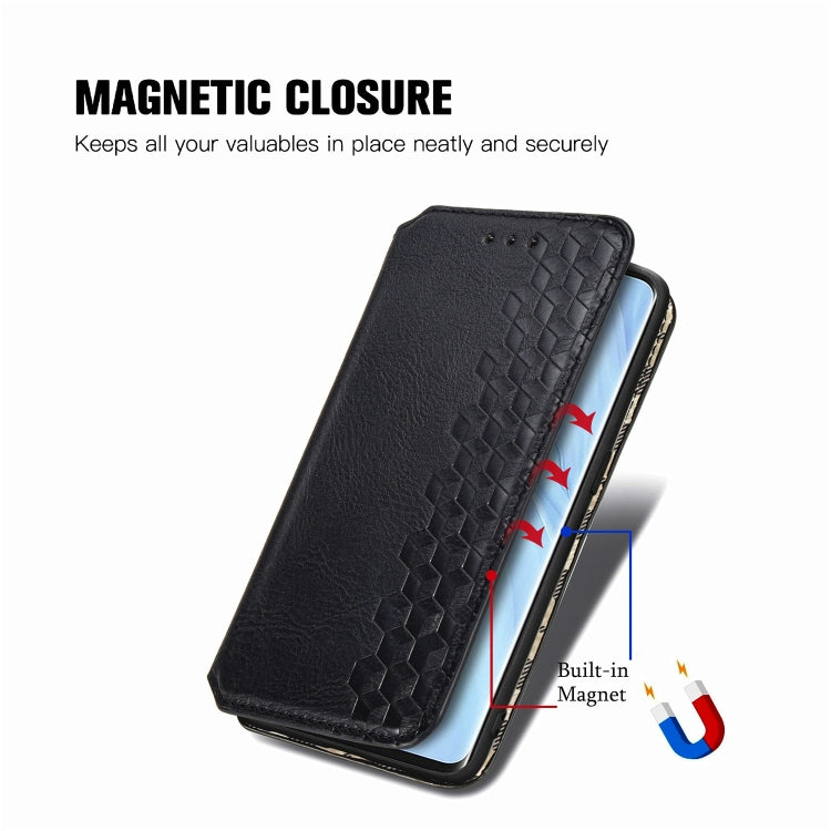 For Oppo Reno4 Pro 4G Cubic Grid Pressed Horizontal Flip Magnetic PU Leather Case with Holder & Card Slots & Wallet