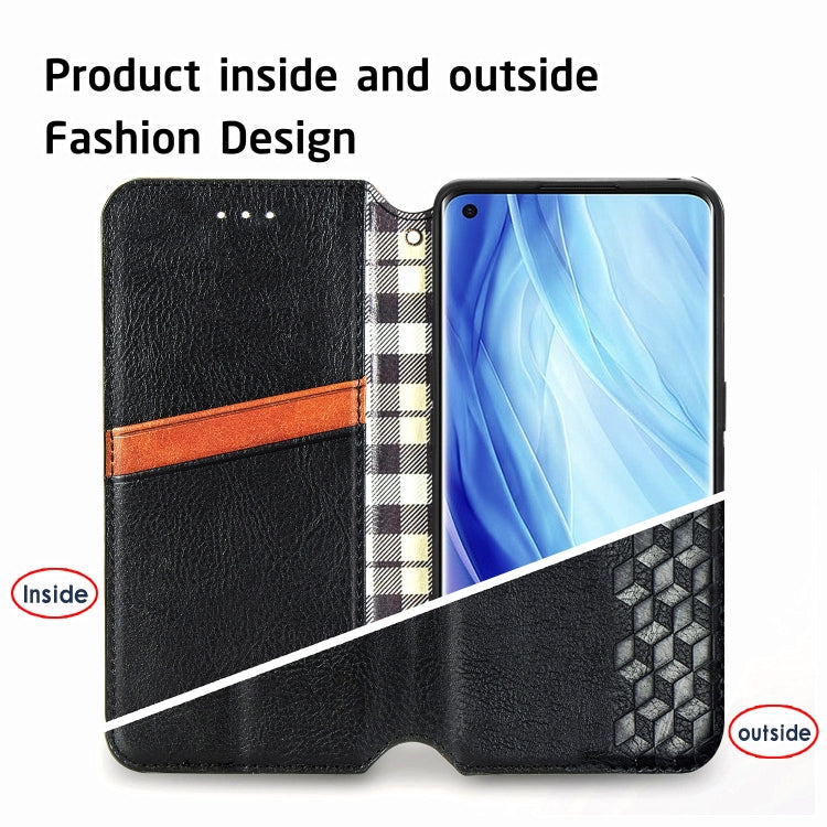 For Oppo Reno4 Pro 4G Cubic Grid Pressed Horizontal Flip Magnetic PU Leather Case with Holder & Card Slots & Wallet