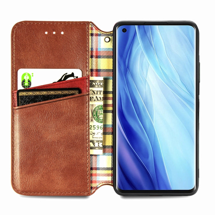 For Oppo Reno4 Pro 4G Cubic Grid Pressed Horizontal Flip Magnetic PU Leather Case with Holder & Card Slots & Wallet