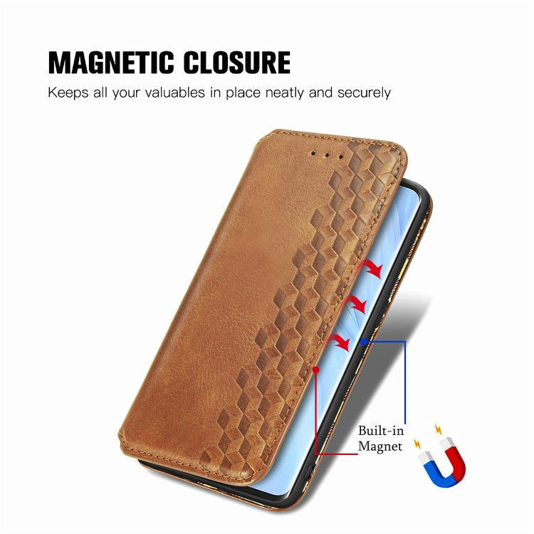 For Oppo Reno4 Pro 4G Cubic Grid Pressed Horizontal Flip Magnetic PU Leather Case with Holder & Card Slots & Wallet