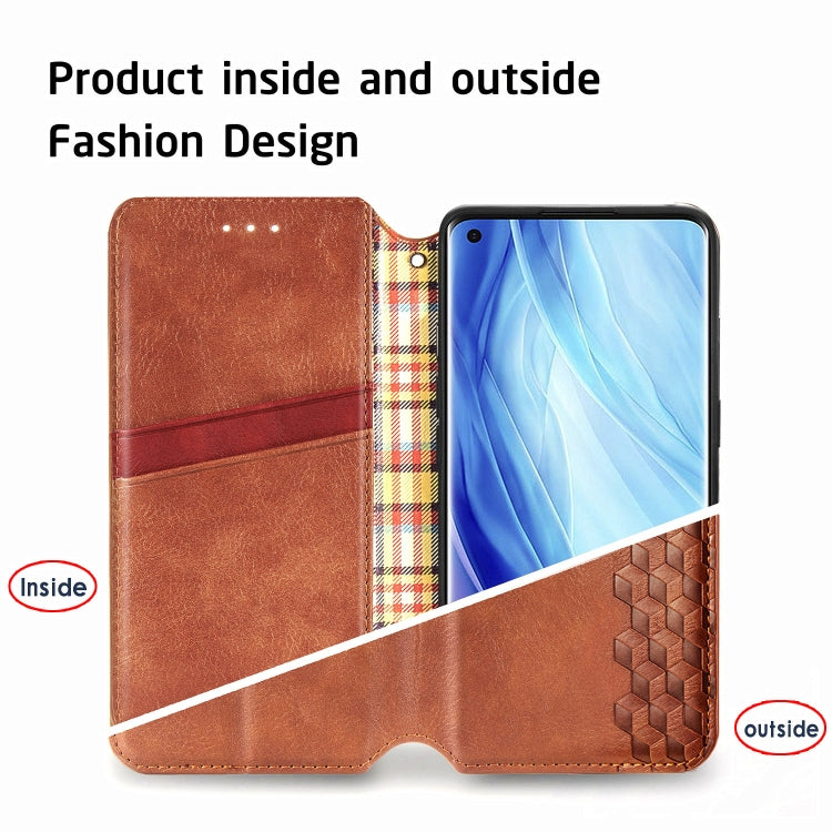 For Oppo Reno4 Pro 4G Cubic Grid Pressed Horizontal Flip Magnetic PU Leather Case with Holder & Card Slots & Wallet