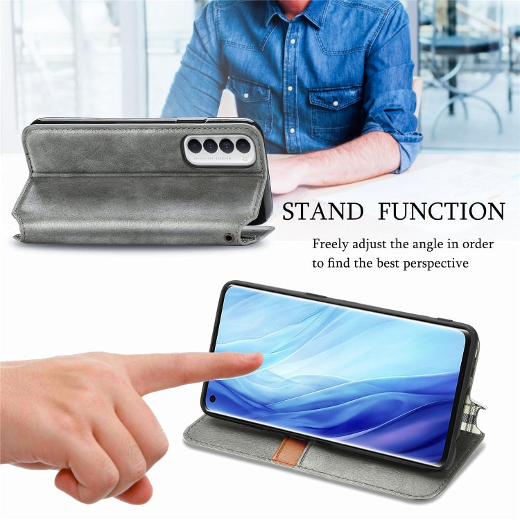 For Oppo Reno4 Pro 4G Cubic Grid Pressed Horizontal Flip Magnetic PU Leather Case with Holder & Card Slots & Wallet