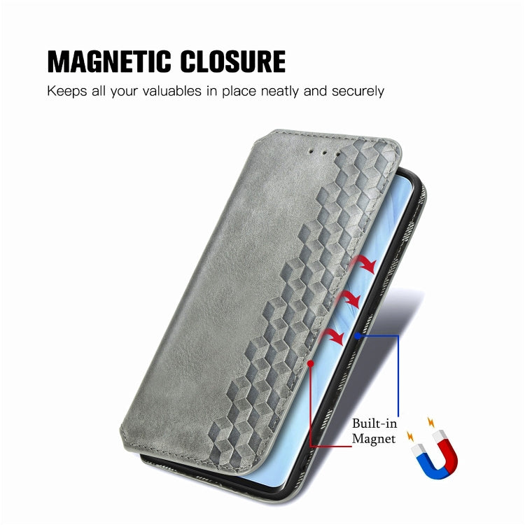 For Oppo Reno4 Pro 4G Cubic Grid Pressed Horizontal Flip Magnetic PU Leather Case with Holder & Card Slots & Wallet