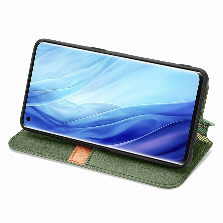 For Oppo Reno4 Pro 4G Cubic Grid Pressed Horizontal Flip Magnetic PU Leather Case with Holder & Card Slots & Wallet