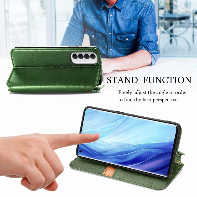 For Oppo Reno4 Pro 4G Cubic Grid Pressed Horizontal Flip Magnetic PU Leather Case with Holder & Card Slots & Wallet