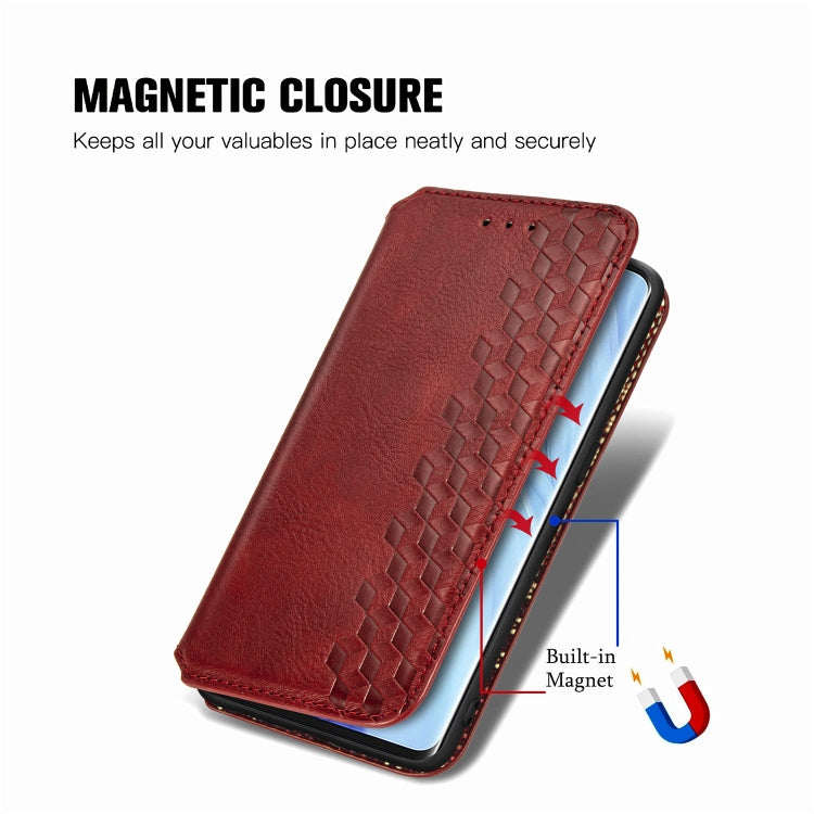 For Oppo Reno4 Pro 4G Cubic Grid Pressed Horizontal Flip Magnetic PU Leather Case with Holder & Card Slots & Wallet