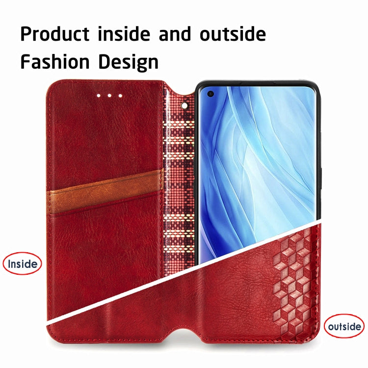 For Oppo Reno4 Pro 4G Cubic Grid Pressed Horizontal Flip Magnetic PU Leather Case with Holder & Card Slots & Wallet