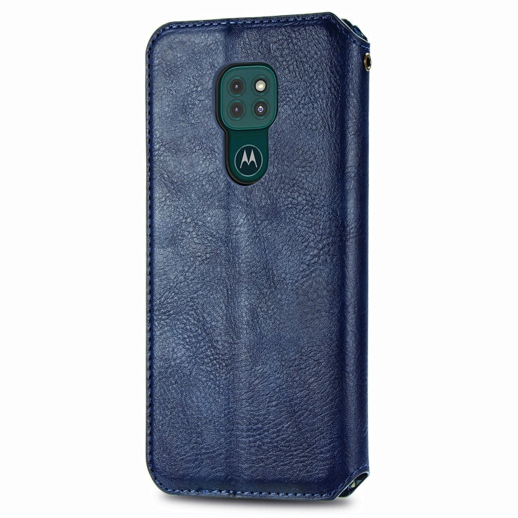 For Motorola Moto G9 Play Cubic Grid Pressed Horizontal Flip Magnetic PU Leather Case with Holder & Card Slots & Wallet