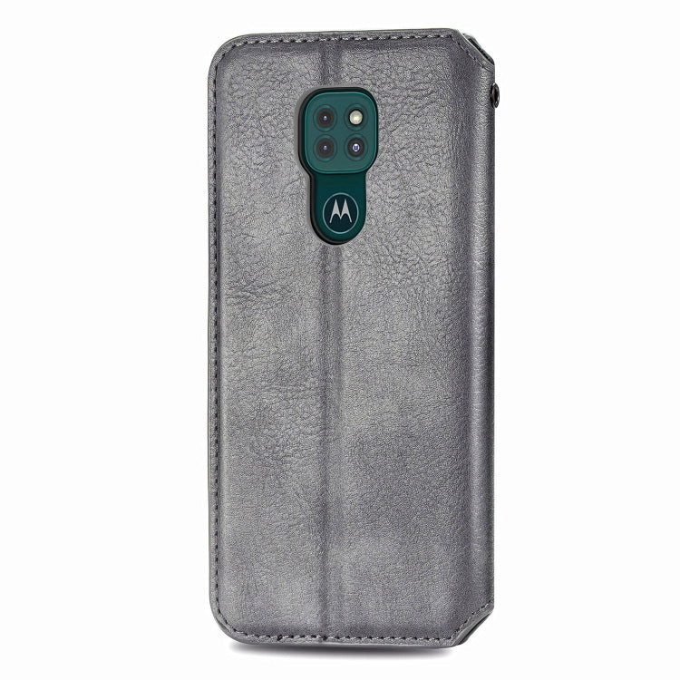 For Motorola Moto G9 Play Cubic Grid Pressed Horizontal Flip Magnetic PU Leather Case with Holder & Card Slots & Wallet