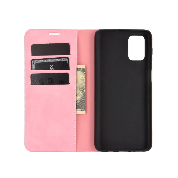 For Samsung Galaxy M51 (Side Fingerprint) Retro-skin Business Magnetic Suction Leather Case with Holder & Card Slots & Wallet