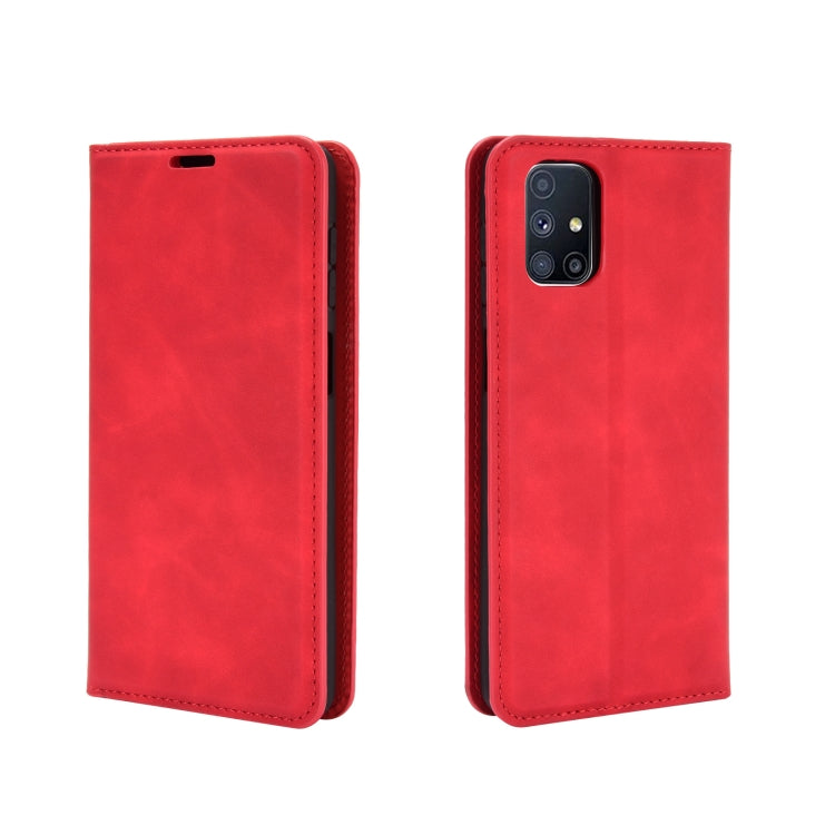 For Samsung Galaxy M51 (Side Fingerprint) Retro-skin Business Magnetic Suction Leather Case with Holder & Card Slots & Wallet