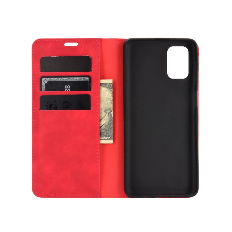 For Samsung Galaxy M51 (Side Fingerprint) Retro-skin Business Magnetic Suction Leather Case with Holder & Card Slots & Wallet