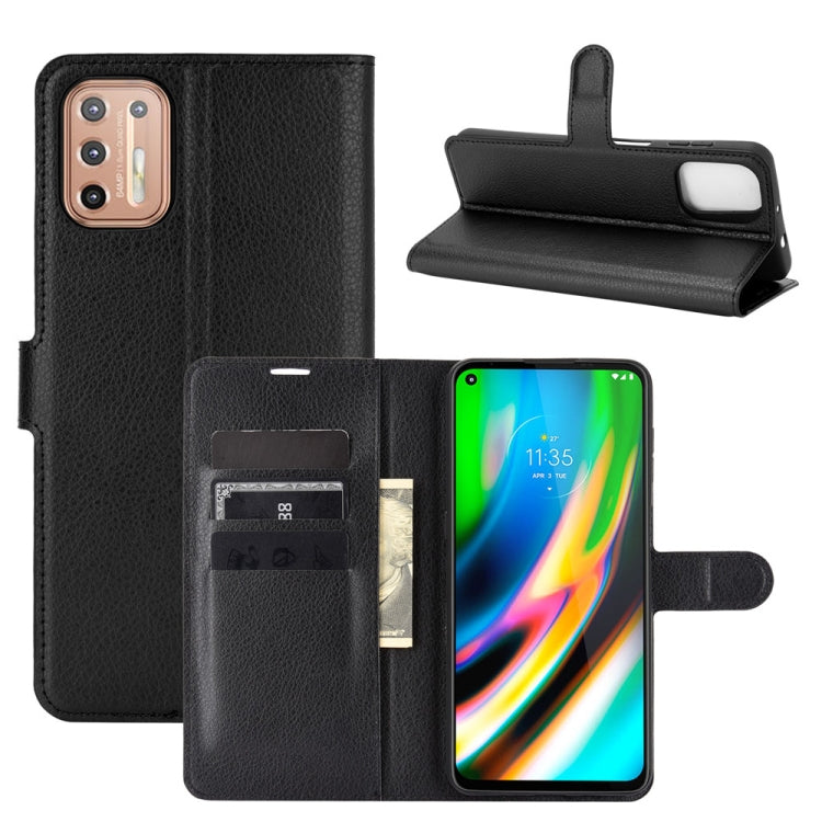 For Motorola Moto G9 Plus Litchi Texture Horizontal Flip Protective Case with Holder & Card Slots & Wallet