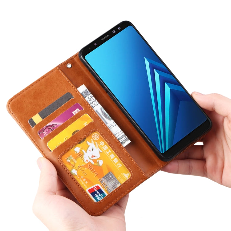 Knead Skin Texture Horizontal Flip Leather Case for Galaxy A8 2018, with Photo Frame & Holder & Card Slots & Wallet