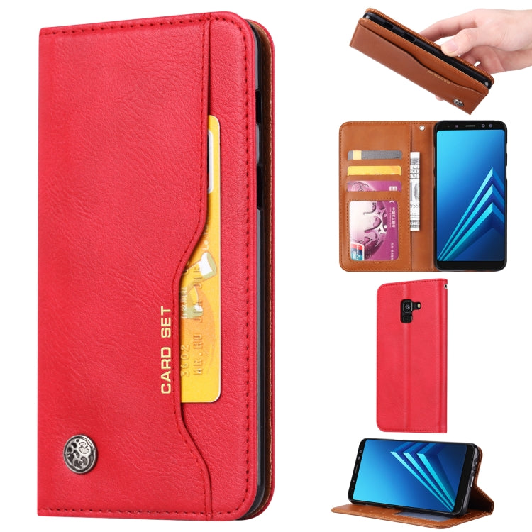 Knead Skin Texture Horizontal Flip Leather Case for Galaxy A8 2018, with Photo Frame & Holder & Card Slots & Wallet