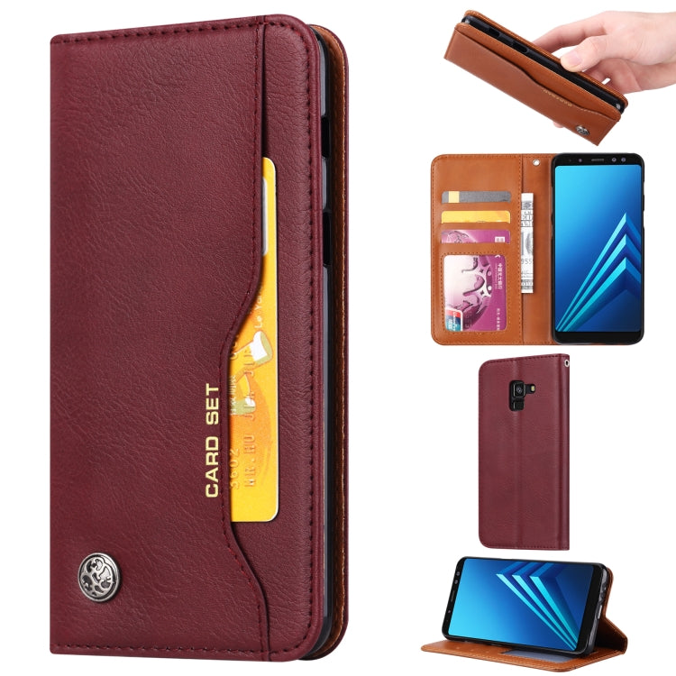 Knead Skin Texture Horizontal Flip Leather Case for Galaxy A8 2018, with Photo Frame & Holder & Card Slots & Wallet