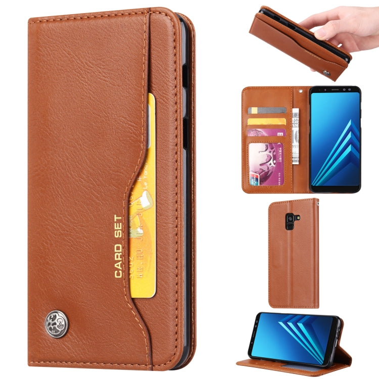 Knead Skin Texture Horizontal Flip Leather Case for Galaxy A8+ 2018, with Photo Frame & Holder & Card Slots & Wallet