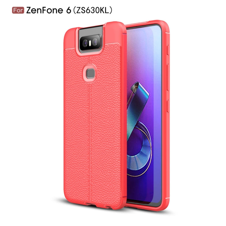 Litchi Texture TPU Shockproof Case for Zenfone 6ï¼ˆZS630KL)(Red)