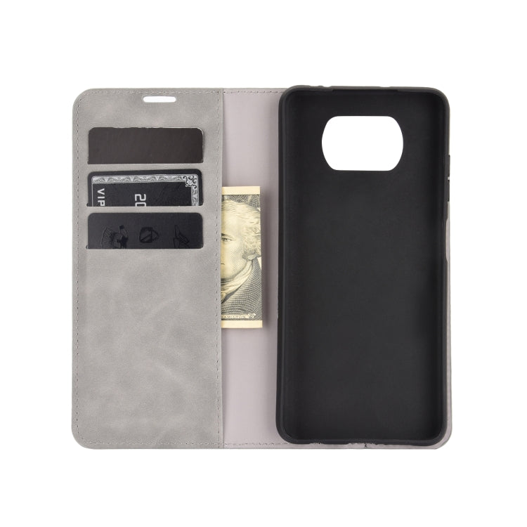 For Xiaomi Poco X3/X3 NFC Retro-skin Business Magnetic Suction Leather Case with Holder & Card Slots & Wallet