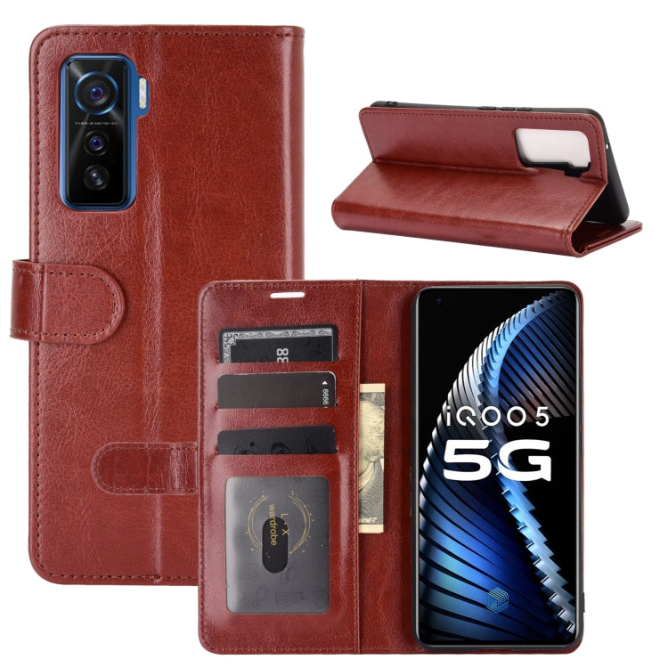 For vivo iQOO 5 5G R64 Texture Single Horizontal Flip Protective Case with Holder & Card Slots & Wallet& Photo Frame
