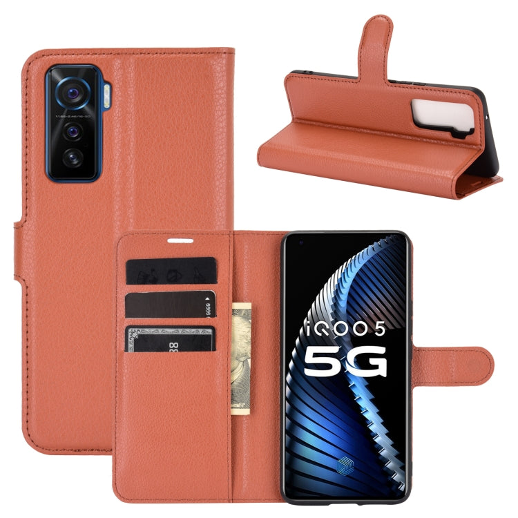 For vivo iQOO 5 5G Litchi Texture Horizontal Flip Protective Case with Holder & Card Slots & Wallet